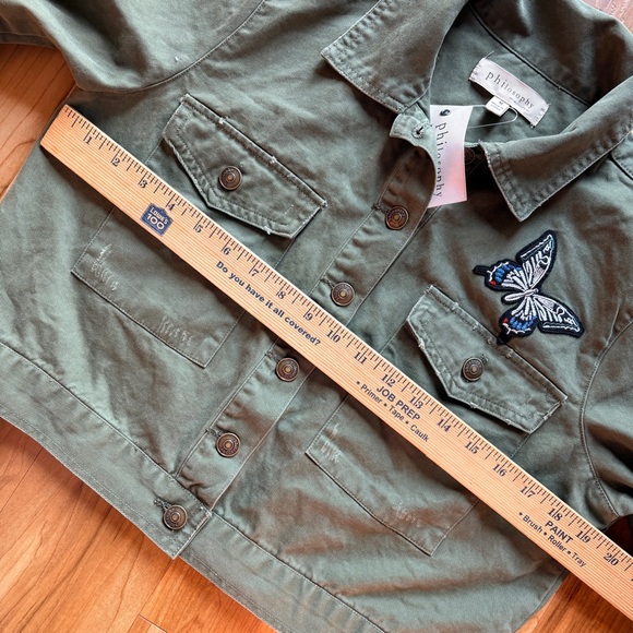Philosophy by Anthropology Butterfly Patch Cropped Utility Jacket NWT Medium - Picture 8 of 9